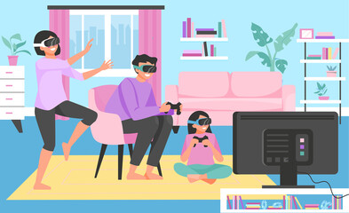 Family Playing VR Games