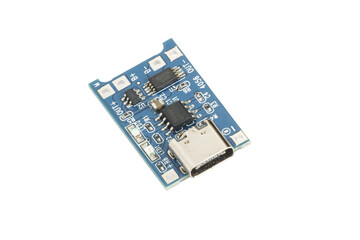 ithium battery charger module isolated on white.