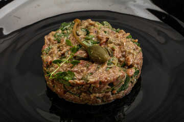 Raw beef tartar with capers