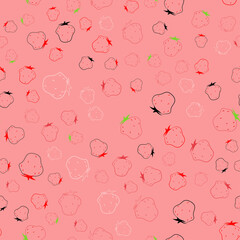 Seamless vector pattern with strawberries on a pink background