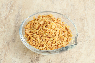 Crunched roasted peanut in the bowl