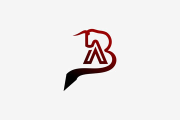 Logo design letter a, ab, ba with the concept of a bull icon combined with the letters