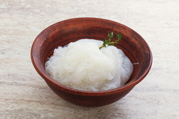 Glass asian noodles in the bowl