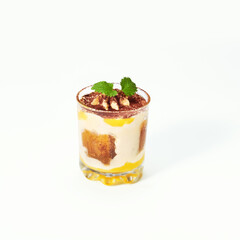 Traditional Italian dessert tiramisu in a glass