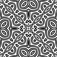 Abstract background with black and white mandala. Line art.Unique geometric vector swatch. Perfect for site backdrop, wrapping paper, wallpaper, textile and surface design. 