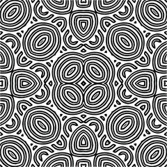 Abstract background with black and white mandala. Line art.Unique geometric vector swatch. Perfect for site backdrop, wrapping paper, wallpaper, textile and surface design. 