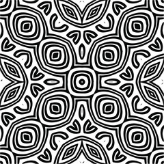 Abstract background with black and white mandala. Line art.Unique geometric vector swatch. Perfect for site backdrop, wrapping paper, wallpaper, textile and surface design. 