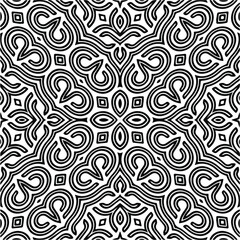 Abstract background with black and white mandala. Line art.Unique geometric vector swatch. Perfect for site backdrop, wrapping paper, wallpaper, textile and surface design. 