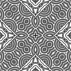 Abstract background with black and white mandala. Line art.Unique geometric vector swatch. Perfect for site backdrop, wrapping paper, wallpaper, textile and surface design. 