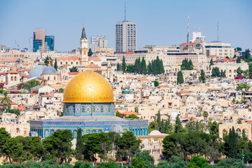Jerusalem, Israel - June 9 2019: Glimpse of Jerusalem, city of the three religions