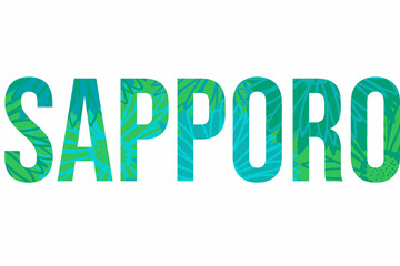 Sapporo city name isolated typography banner. Use for booklet and brochure titles, souvenir t-shirt and cap prints, travel articles headlines, cover notebooks, separate decoration element