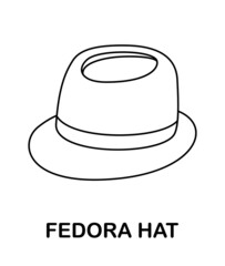 Coloring page with Fedora Hat for kids