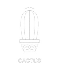 Cactus tracing worksheet for kids