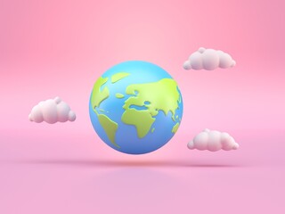 Environment concept with 3D Earth. 3D render