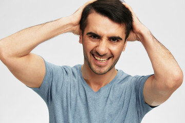 portrait man casual wear dosing smile isolated background