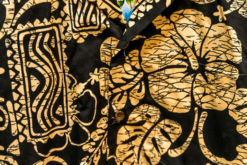 Colorful Hawaiian Shirt Black Brown Textile Waikiki Honolulu Hawaii