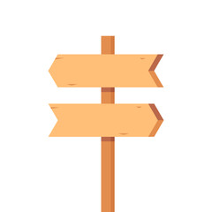 Wooden signpost vector. Wooden signpost icon. Colored silhouette. Vertical view. Vector flat simple graphic illustration.