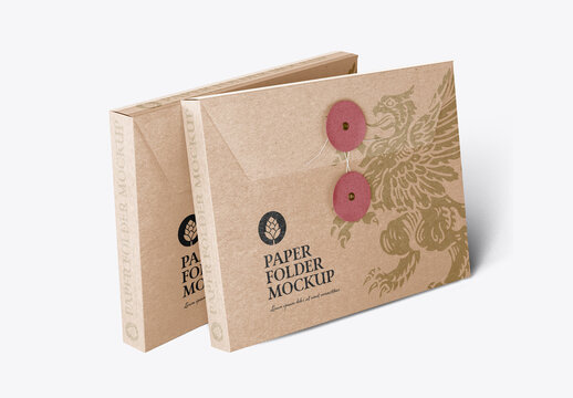 Kraft Folder with String Mockup