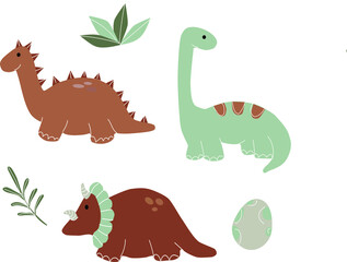 Vector image of a cute dinosaur. Children's illustration.