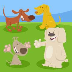 funny cartoon dogs and puppies animal characters group