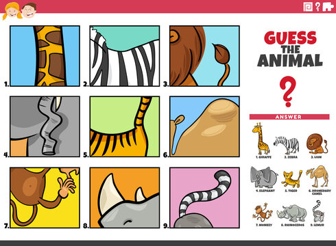 Guess Cartoon Animal Characters Educational Game For Kids