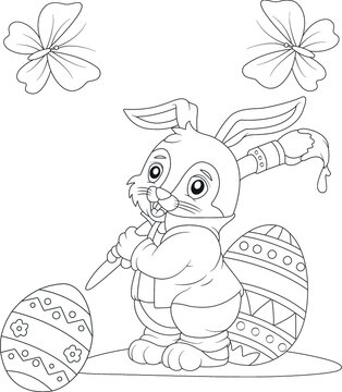 Funny easter coloring page for kids