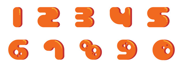 Set of Cute Orange Groove Numbers (0 to 9)