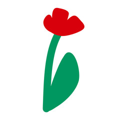 A red poppy flower on a white background. Vector illustration