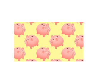 Flat pink piggy box. Piggy bank or money box isometric pattern. 