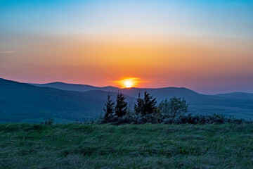 Naklejka premium Sunset over Magurski National Park, Poland