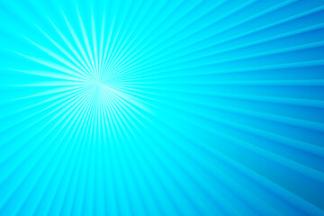 Turquoise background. Simple sunny background. Pattern is abstract. Rays diverging in different directions. Turquoise background with accent in center. Geometric texture. 3d rendering.
