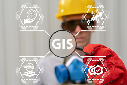 GIS Geographic Information System Industry 4.0 Concept. Geography Topography Cartography Data Transportation Tracking Technology.