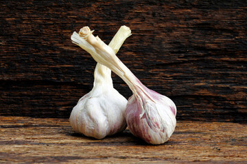 fresh garlic on wooden background