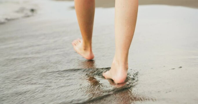closeup of woman walking feet