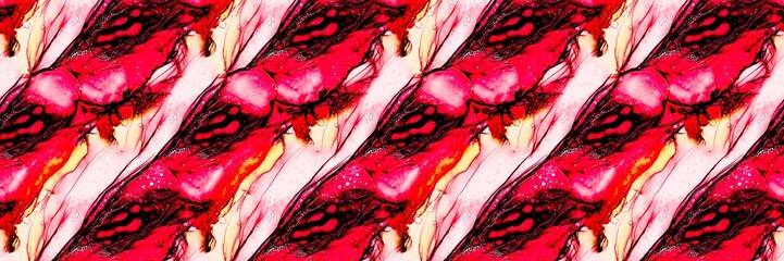 Oil Water Background. Bright Watercolor Brush Strokes. Fashion Oil Paint. Pink Color Kaleidoscope...
