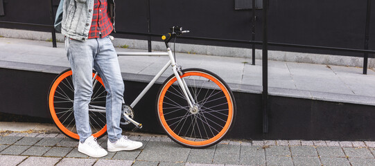 Man preparing to ride his bike