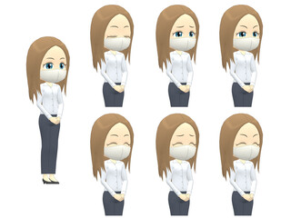 Fototapeta premium [Emotions A] Caucasian Woman shirts straight hair oblique angle