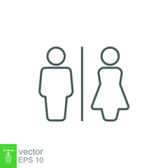 Toilet restroom sign icon. Public navigation symbol. Simple outline style. Vector illustration isolated on white background. EPS 10