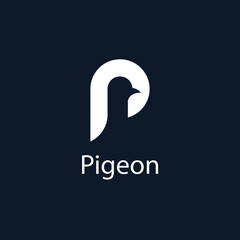 Negative space minimal pigeon bird logo vector