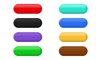 unique 3d buttons set shiny oval colorful isolated on vector