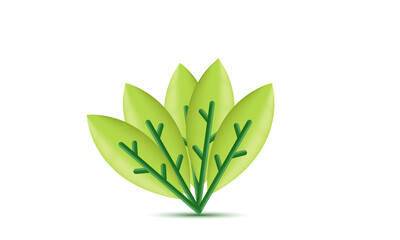 unique 3d leaf tree and cloud plant ecology bio natural design icon isolated on background.Trendy and modern vector in 3d style.