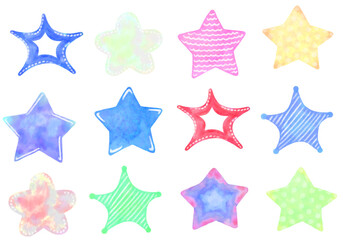 水彩風いろいろな星飾りセット