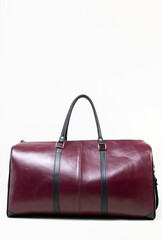 female hand bag  FOR TRAVEL with two handles on white background isolated