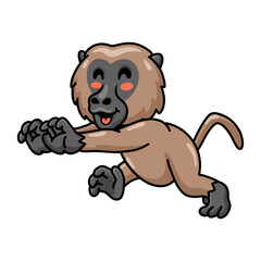Cute little baboon monkey cartoon running