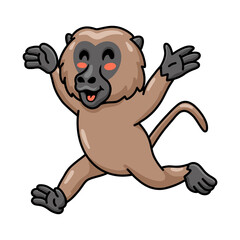 Cute little baboon monkey cartoon running