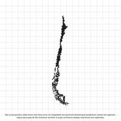 Map of Chile freehand drawing on a sheet of exercise book. Vector illustration.
