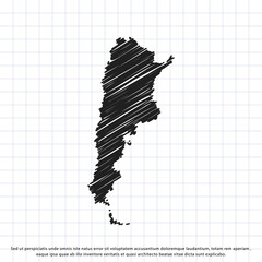 Map of Argentina freehand drawing on a sheet of exercise book. Vector illustration.