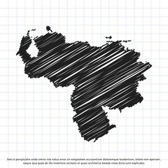 Map of Venezuela freehand drawing on a sheet of exercise book. Vector illustration.