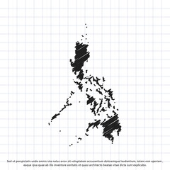 Map of Philippines freehand drawing on a sheet of exercise book. Vector illustration.