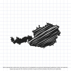 Map of Austria freehand drawing on a sheet of exercise book. Vector illustration.